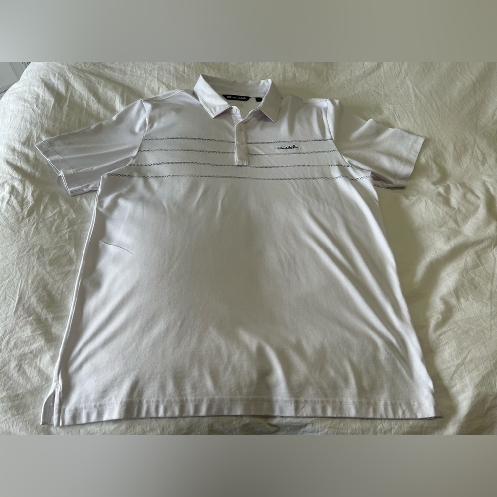 Travis Mathew Shirt Mens XL White River Rafter Pima Cotton Polo Golf Rugby